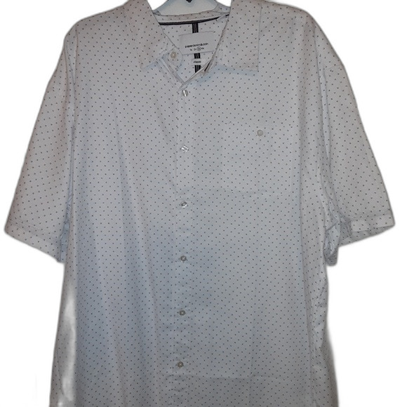 Paper Denim & Cotton 3XL White Print Button Down Shirt - Picture 4 of 8